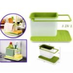 3 in 1 Kitchen Sink Organizer Stand Sink Draining Holder Towel Rack Storage Box for Dishwashing