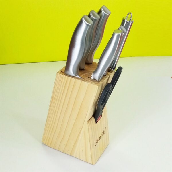 7pcs Professional Kitchen High Carbon Stainless Steel knives set with Wooden Block - Image 2