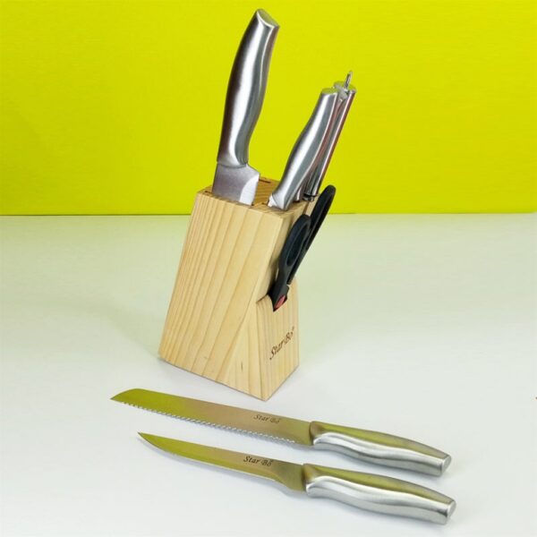 7pcs Professional Kitchen High Carbon Stainless Steel knives set with Wooden Block - Image 3