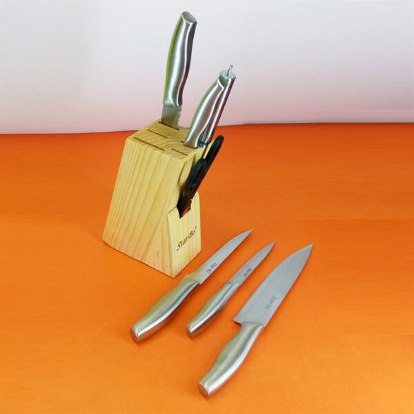 7pcs Professional Kitchen High Carbon Stainless Steel knives set with Wooden Block