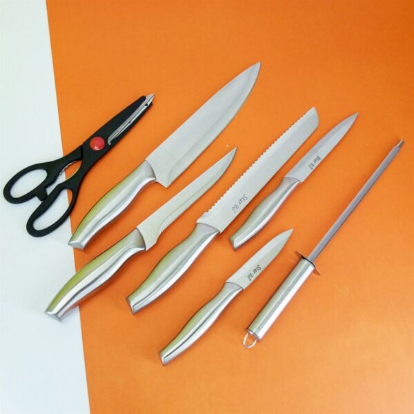 7pcs Professional Kitchen High Carbon Stainless Steel knives set with Wooden Block - Image 6