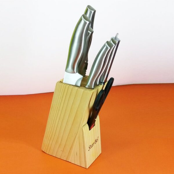 7pcs Professional Kitchen High Carbon Stainless Steel knives set with Wooden Block - Image 7