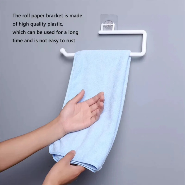 Adjustable Toilet Paper Holder Self-Adhesive Kitchen Toilet Roll Holder Toilet Paper Towel Plastic Rack for Bathroom Tissue Storage - Image 2