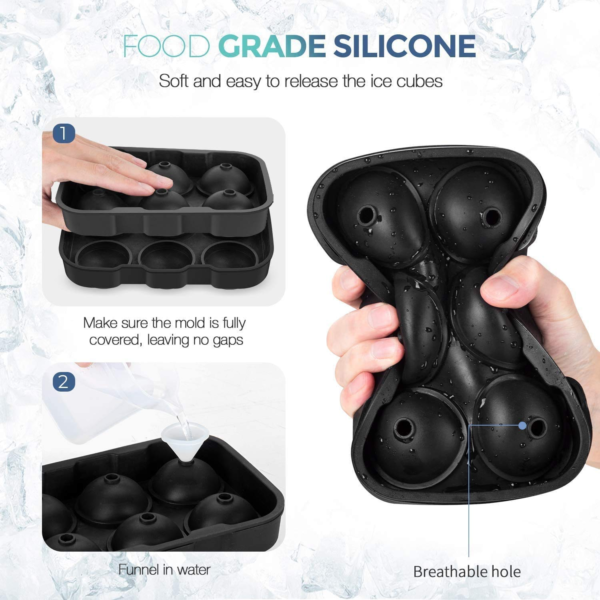 Silicone Ice Cube Trays Round Ice Cube Mold Spheres Ice Ball Maker for Drinks - Image 4