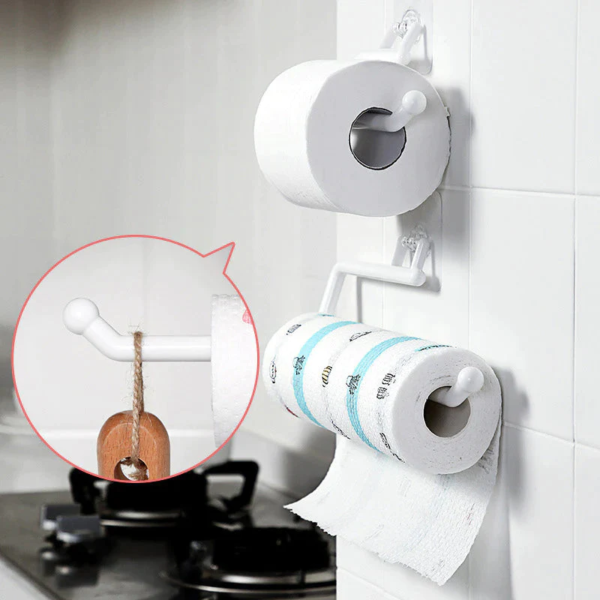 Adjustable Toilet Paper Holder Self-Adhesive Kitchen Toilet Roll Holder Toilet Paper Towel Plastic Rack for Bathroom Tissue Storage - Image 6