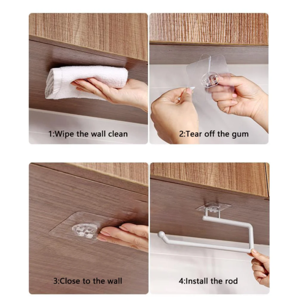 Adjustable Toilet Paper Holder Self-Adhesive Kitchen Toilet Roll Holder Toilet Paper Towel Plastic Rack for Bathroom Tissue Storage - Image 9