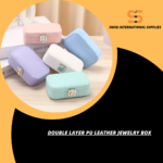Portable Jewelry Box for Travel - Ring Earrings Necklace Organizer- Double Layer PU Leather Snap Button Display Case