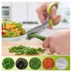 Herb Scissors - Multipurpose Scissors with 5  stainless steel Blades for Cutting Herbs with Cleaning Comb and safety cover