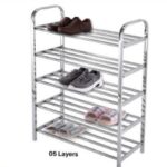5 Tiers, Stainless Steel Shoe Rack / Shoe Organizer Storage Shelf  for Bedroom ,Hallway, Entryway