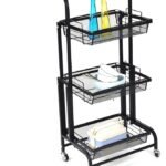 3 Layers Household Rolling Storage Cart - Heavy Duty Carbon Steel  Kitchen Storage Organizer Cart with 4 Universal Wheels