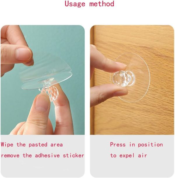 Pack of 05 Clear Cabinet Drawer Knobs, Diamond Crystal Shaped Pulls Handles for Wardrobe, Kitchen, Cupboard, Bathroom Self-Adhesive Drill Free Self-Stick - Image 3