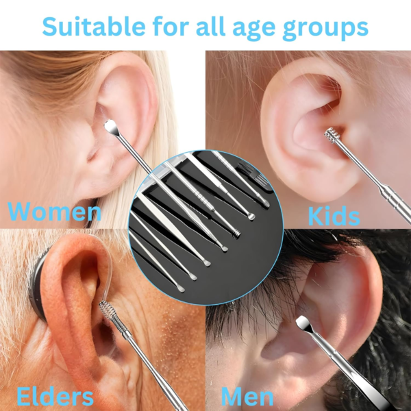 Stainless Steel Ear Cleaner Set for Cleaning Ear Canal-Ear Wax Remover Tool Kit-- With Portable Storage Case & Brush - Image 5