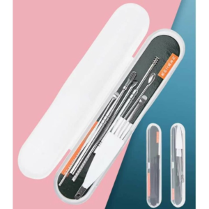 Stainless Steel Ear Cleaner Set for Cleaning Ear Canal-Ear Wax Remover Tool Kit-- With Portable Storage Case & Brush