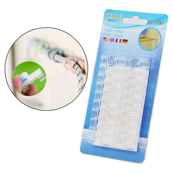 20 Pcs Transparent Cable Clips - Self-Adhesive Cable Clips Desk Cable Organizer - USB Cables Holder for Office and Home