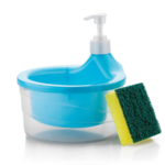 Round Transparent Kitchen Liquid Dispenser with Sponge Holder