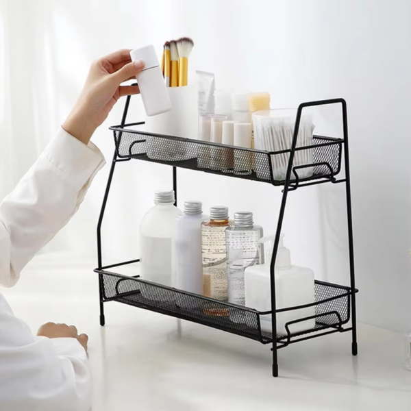 2-tier Storage Rack Double Layer Stainless Steel Storage Rack for Bathroom Kitchen Organization