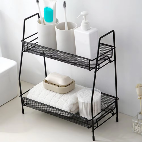 2-tier Storage Rack Double Layer Stainless Steel Storage Rack for Bathroom Kitchen Organization - Image 4