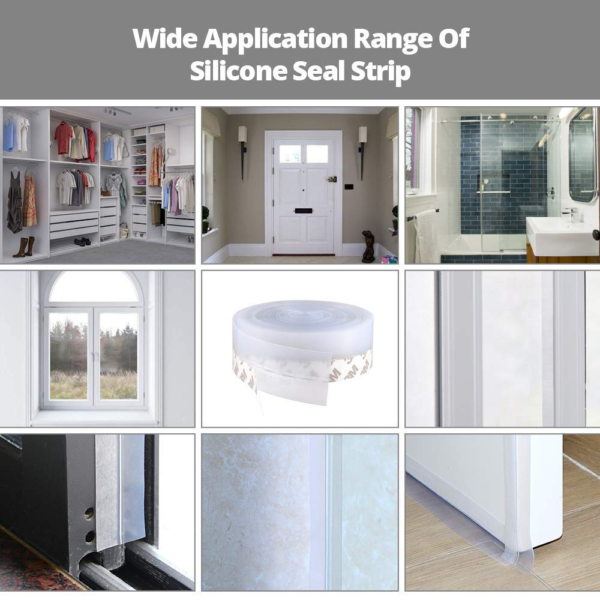 Door Seal Tape Window Seal Strip Door Weather Strip Transparent Silicon Dust & Water Stopper for Bathroom Door Sealers for Bottom of Door Gap Filler Rubber for Home - Image 4