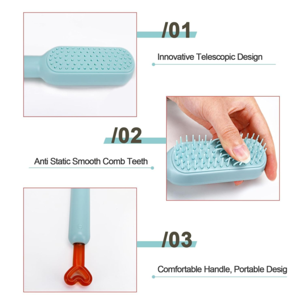 Self-Cleaning Hair Brush-Self-Cleaning Anti-Static Massage Comb-Massage Comb for Hair for Girl, Woman - Image 4