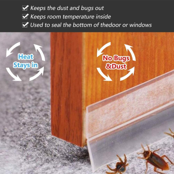 Door Seal Tape Window Seal Strip Door Weather Strip Transparent Silicon Dust & Water Stopper for Bathroom Door Sealers for Bottom of Door Gap Filler Rubber for Home - Image 2
