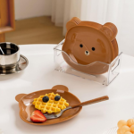 Set of 08 Multifunctional Cute Bear Shape - Reusable Plate Set for Snacks-Fruits -Salad - Cakes- Dishes Set