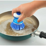 Soap Dispensing Brush- Kitchen Brush for Dish Pot Pan Sink Cleaning - Plastic Cleaning Brush with Liquid Soap Dispenser