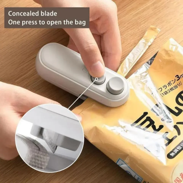 Rechargeable Mini Bag Sealer Machine- Portable Mini Sealer for Plastic Bags Package Food Saver Kitchen Gadgets - Image 3