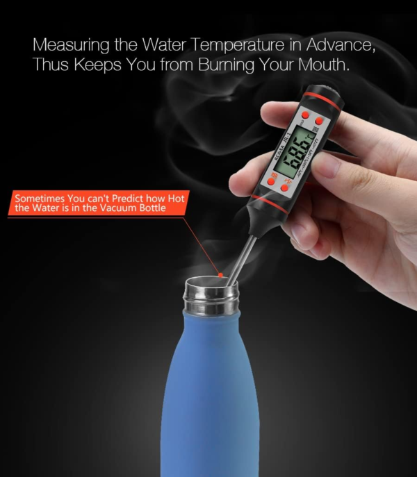 Digital Thermometer with Stainless Steel Sensor probe - Waterproof Portable Digital Kitchen Thermometer for BBQ Meat Water Milk Oil Liquid - Image 3