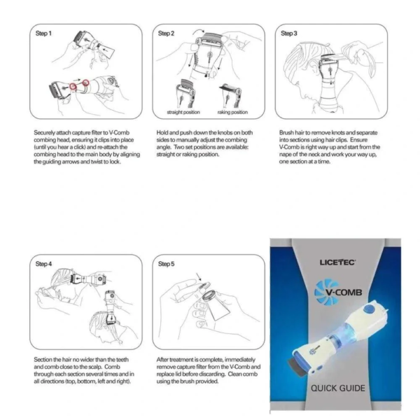 Electrical Head Lice Comb Eggs Remover Hair V-Comb Vacuums Machine - Image 7