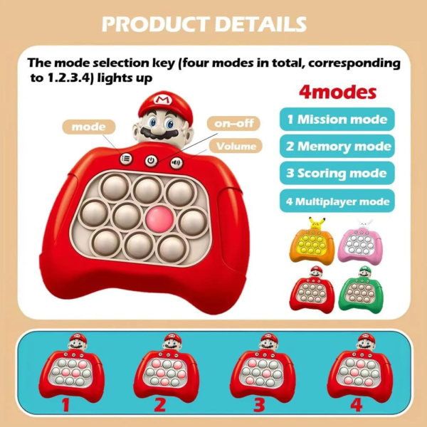 Speed Push Game Machine Pop Fidget Console, Music Whack A Mole Handheld Game Stress Relief Fidget Toys - Image 4