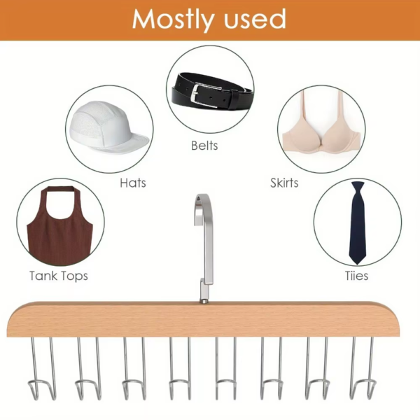 Multifunctional Solid Wood Hanger Hook - Men& Women Storage Hanger - 8 Hook Rack Closet Clothes Organiser - Image 6