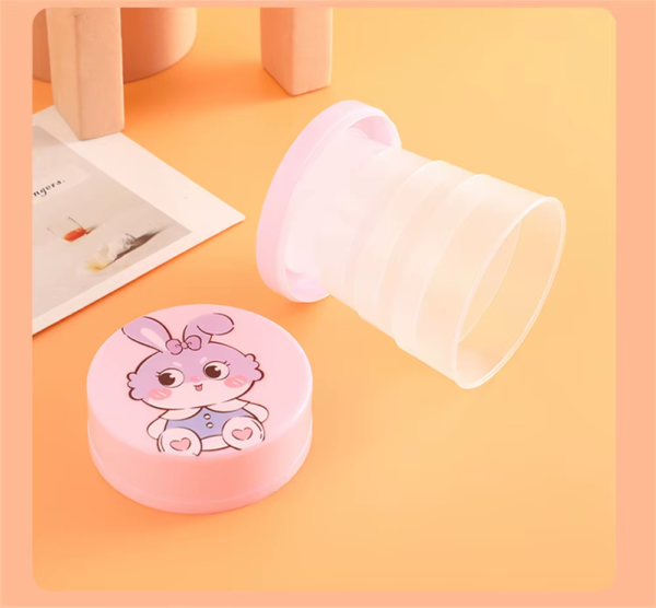 Pack Of 2 Folding Cup with Lid Portable Reusable Plastic Water Cup - Creative Cartoon Folding Water Cup for Kids - Image 6
