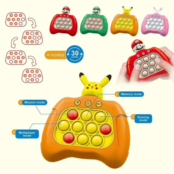 Speed Push Game Machine Pop Fidget Console, Music Whack A Mole Handheld Game Stress Relief Fidget Toys - Image 2