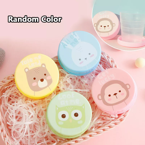 Pack Of 2 Folding Cup with Lid Portable Reusable Plastic Water Cup - Creative Cartoon Folding Water Cup for Kids - Image 4