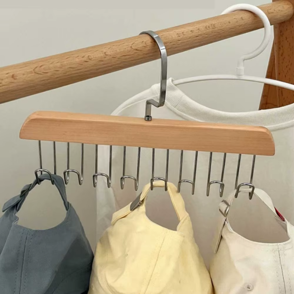 Multifunctional Solid Wood Hanger Hook - Men& Women Storage Hanger - 8 Hook Rack Closet Clothes Organiser