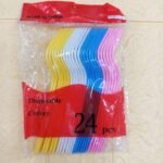 24pcs Imported Disposable Plastic Fork Party Cutlery Fork Birthday Party Tableware for Cake Dessert (Mixed Color)