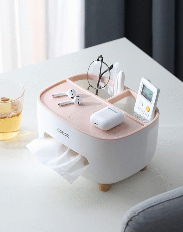 Multifunctional Tissue Box Holder - Comfortable Plastic remote control storage and organization box for Living Room Home Décor - Image 4