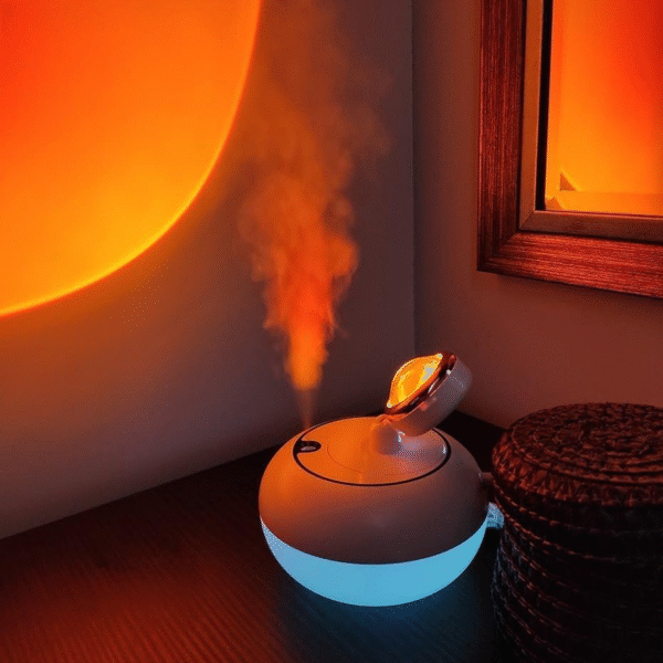 Sunset Lamp Air Humidifier - 2 in 1 Essential Oil Diffuser USB Charging Fogger Decoration -Air freshener diffuser with Sunset light 360 degree lamp - Image 6
