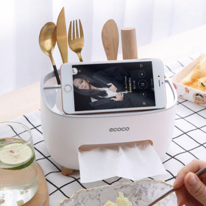 Multifunctional Tissue Box Holder - Comfortable Plastic remote control storage and organization box for Living Room Home Décor
