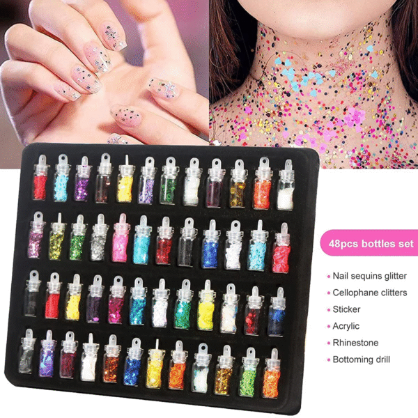 Pack of 12/24/48 Nail Art Stickers- Nail art charms tool kit- Nail Accessories Nail Art Manicure Tool for Girls and Woman - Image 6