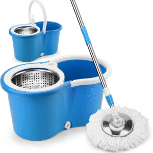 Spin Mop and Bucket with Wringer Set, 360° Spinning Mop Bucket System with 2 Microfiber Mop Replacement Heads, Adjustable Handle for Floor Cleaning