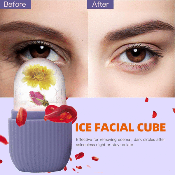 Ice Cube Roller Massager for Face, Eyes and Neck Naturally Conditioning and Skin Care, DE-Puff Eye Bags, Reduce Migraine Pain, Reusable Massage Silicone Ice Mold - Image 6