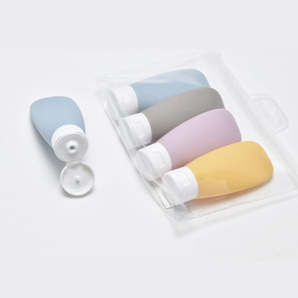 Pack of 04 Leakproof Silicone Refillable Lotion Bottle Empty Travel Portable Squeeze Shampoo Shower Gel Liquid Cosmetic Dispenser Containers - Image 7