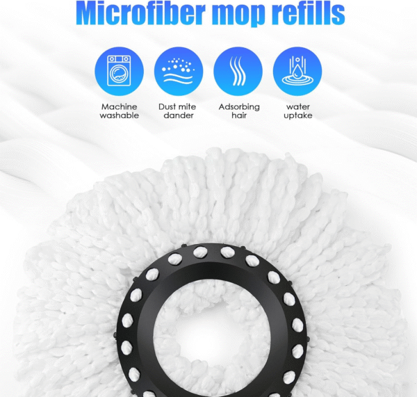 Spin Mop and Bucket with Wringer Set, 360° Spinning Mop Bucket System with 2 Microfiber Mop Replacement Heads, Adjustable Handle for Floor Cleaning - Image 5