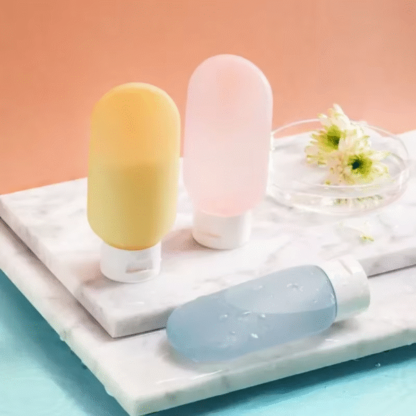 Pack of 04 Leakproof Silicone Refillable Lotion Bottle Empty Travel Portable Squeeze Shampoo Shower Gel Liquid Cosmetic Dispenser Containers - Image 6