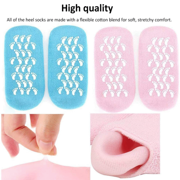 Pair of 02 Gel Spa Sock Moisturizing Cotton Silicon Moisturize Soften Repair Cracked Skin Beauty Foot Care for Dry Feet Skin Treatment Silicone Socks Infused with Vitamins Essential Oils - Image 5