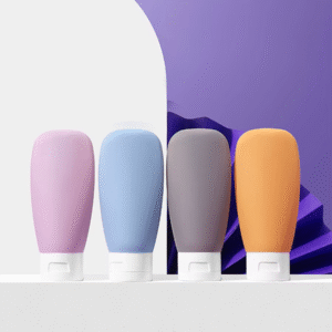 Pack of 04 Leakproof Silicone Refillable Lotion Bottle Empty Travel Portable Squeeze Shampoo Shower Gel Liquid Cosmetic Dispenser Containers