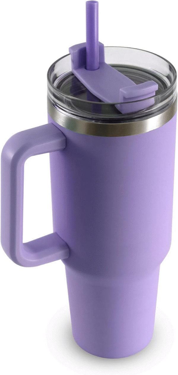 Multi-Color Stainless Steel Tumbler with Handle, Lid & Straw - Double-Wall Vacuum Insulated, Leak-Proof Travel Sipper for Hot & Cold Drinks - Perfect for Office, Gym, Car - Image 4