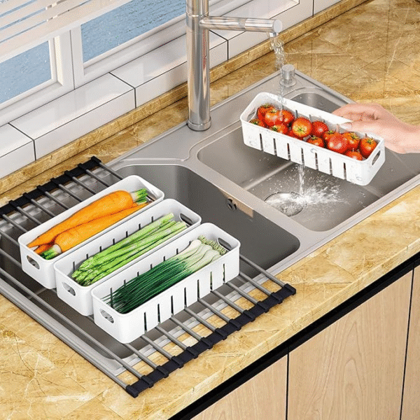 Multi-Purpose Stackable Fridge Organizer Storage box with Lid – Removable 4 Compartment Tray, Airtight with Handle – Freezer-Safe, Container for Fruits, Herbs, Vegetables - Image 3