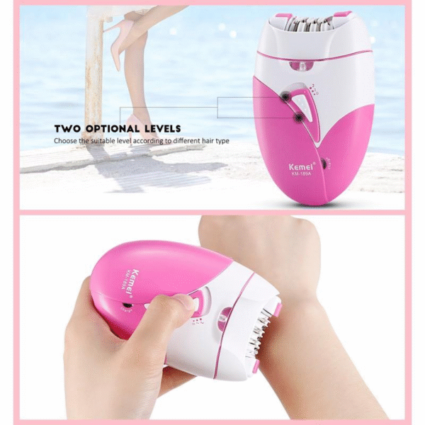 Kemei KM-189A Epilator Mini Rechargeable Hair Removal Device Electric Razor Hair Shaving Wet & Dry Lady Shaver for Body Face Leg for Women Hair Trimmer - Image 2